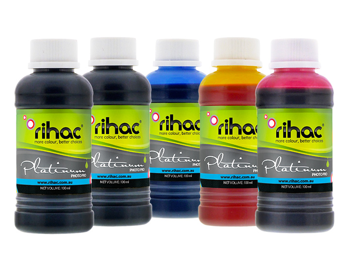 Premium Quality Ink Set - 5 x 100ml : 670 Pigment Black & 671 Dye Inks