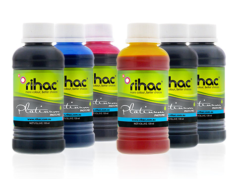 Premium Quality Ink Set - 6 x 100ml : 670 Pigment Black & 671 Dye Inks