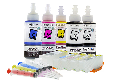 Epson 273 & 273XL Refillable Cartridges & Basic Dye Ink set